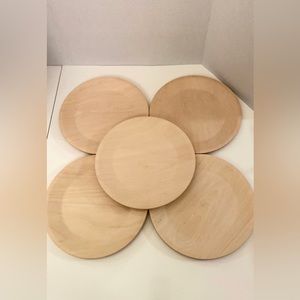 White birch wood plates, set of 5 (#A)